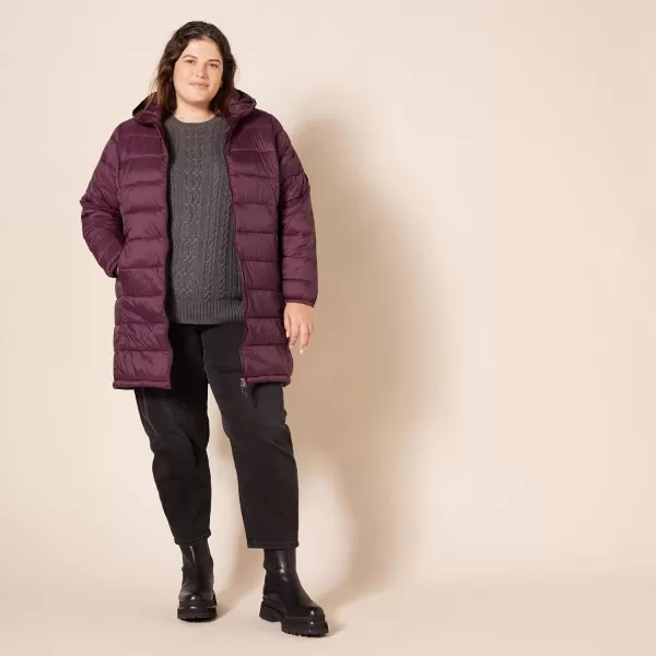 Amazon Essentials Womens Lightweight WaterResistant Hooded Puffer Coat Available in Plus SizeBurgundy