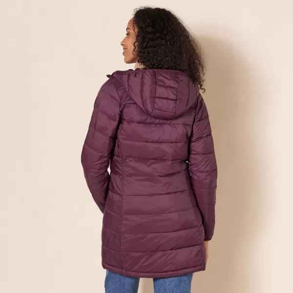 Amazon Essentials Womens Lightweight WaterResistant Hooded Puffer Coat Available in Plus SizeBurgundy