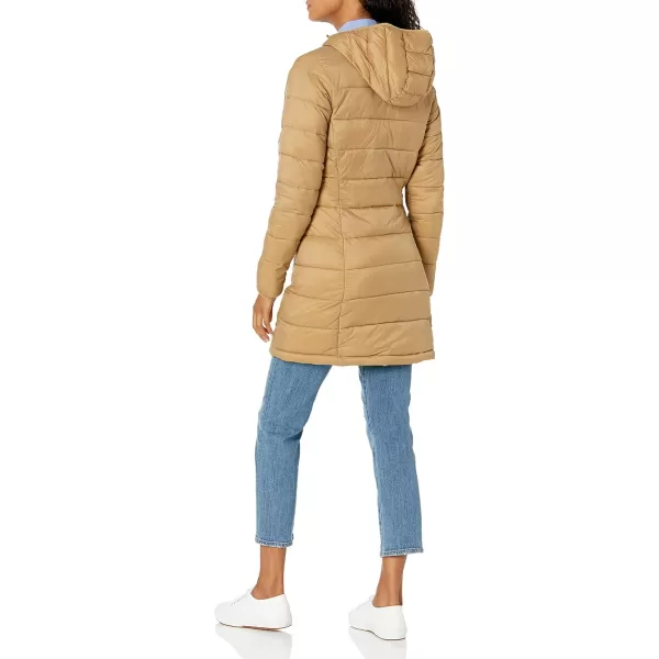 Amazon Essentials Womens Lightweight WaterResistant Hooded Puffer Coat Available in Plus SizeCamel