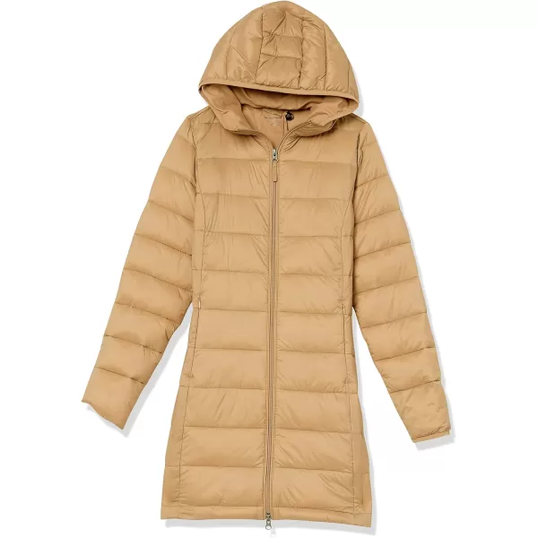 Amazon Essentials Womens Lightweight WaterResistant Hooded Puffer Coat Available in Plus SizeCamel