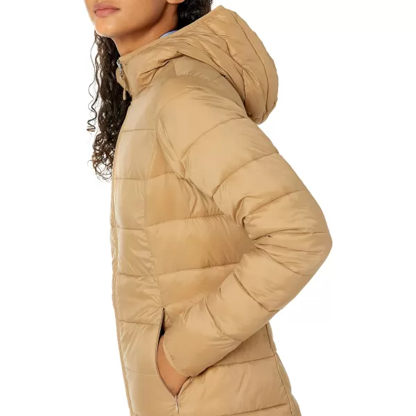 Amazon Essentials Womens Lightweight WaterResistant Hooded Puffer Coat Available in Plus SizeCamel