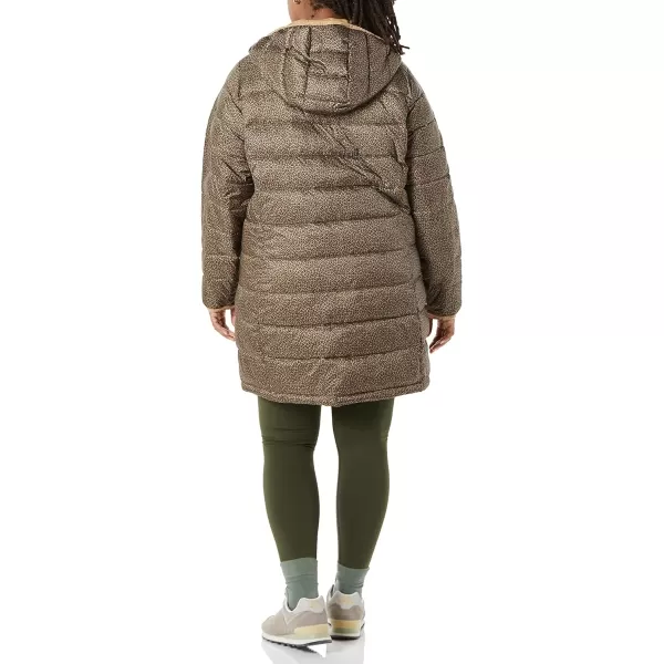 Amazon Essentials Womens Lightweight WaterResistant Hooded Puffer Coat Available in Plus SizeCamel Cheetah