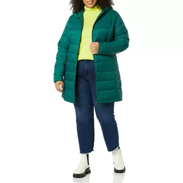 Amazon Essentials Womens Lightweight WaterResistant Hooded Puffer Coat Available in Plus SizeDark Emerald Green