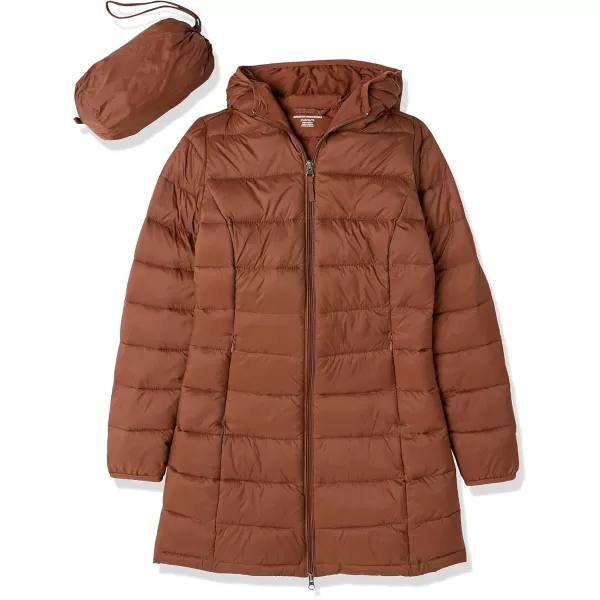 Amazon Essentials Womens Lightweight WaterResistant Hooded Puffer Coat Available in Plus SizeDark Toffee Brown