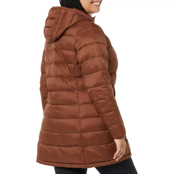 Amazon Essentials Womens Lightweight WaterResistant Hooded Puffer Coat Available in Plus SizeDark Toffee Brown