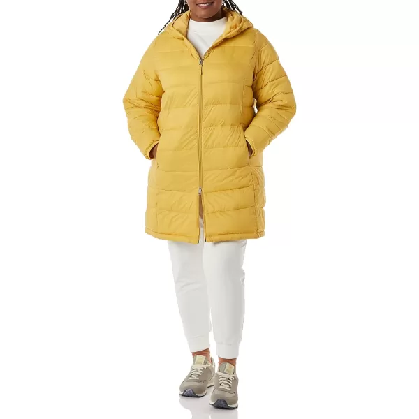 Amazon Essentials Womens Lightweight WaterResistant Hooded Puffer Coat Available in Plus SizeDark Yellow