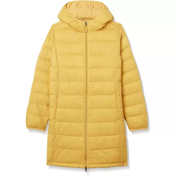 Amazon Essentials Womens Lightweight WaterResistant Hooded Puffer Coat Available in Plus SizeDark Yellow