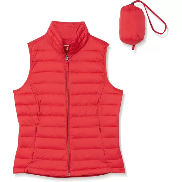 Amazon Essentials Womens Lightweight WaterResistant Packable Puffer Vest1 Red