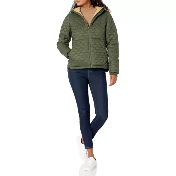 Amazon Essentials Womens Lightweight WaterResistant SherpaLined Hooded PufferOlive