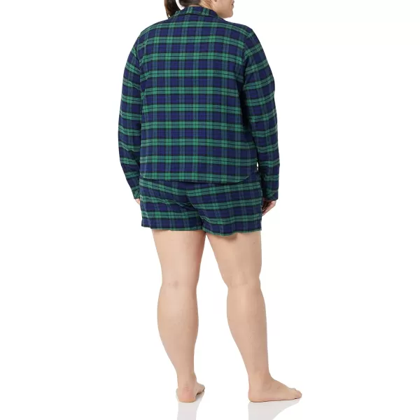 Amazon Essentials Womens Lightweight Woven Flannel Pajama Set with ShortsBlackwatch Plaid