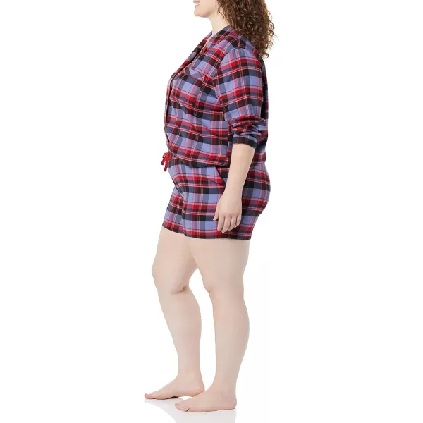 Amazon Essentials Womens Lightweight Woven Flannel Pajama Set with ShortsBlue Mixed Tartan