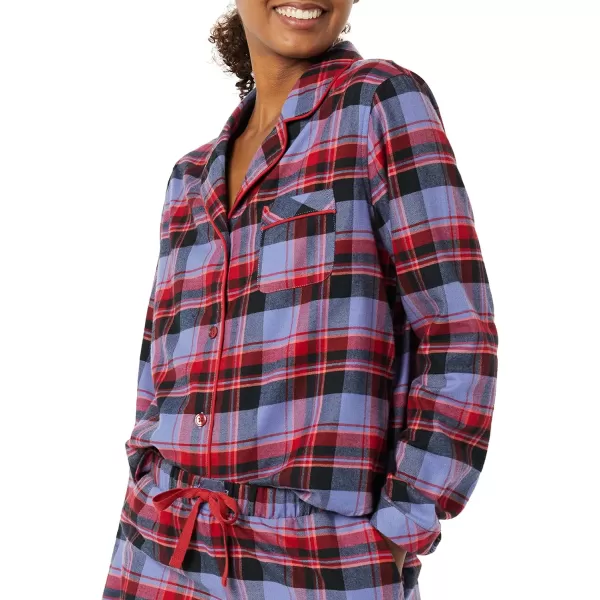 Amazon Essentials Womens Lightweight Woven Flannel Pajama Set with ShortsBlue Mixed Tartan