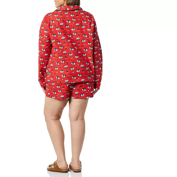 Amazon Essentials Womens Lightweight Woven Flannel Pajama Set with ShortsRed Panda