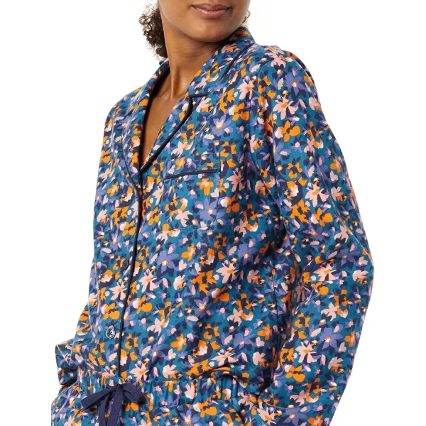 Amazon Essentials Womens Lightweight Woven Flannel Pajama Set with ShortsTeal Blue Floral Camo