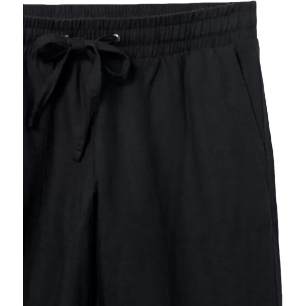 Amazon Essentials Womens Linen Blend Drawstring Wide Leg Crop PantBlack