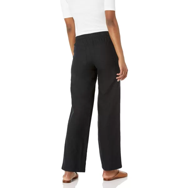 Amazon Essentials Womens Linen Blend Drawstring Wide Leg Pant Available in Plus SizeBlack