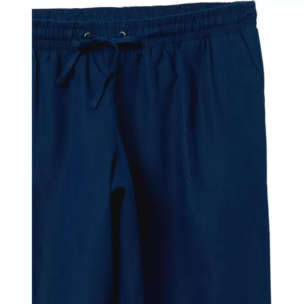 Amazon Essentials Womens Linen Blend Drawstring Wide Leg Pant Available in Plus SizeDark Blue