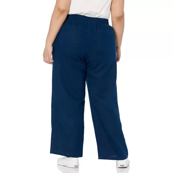 Amazon Essentials Womens Linen Blend Drawstring Wide Leg Pant Available in Plus SizeDark Blue