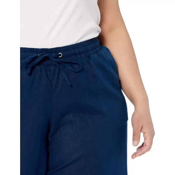 Amazon Essentials Womens Linen Blend Drawstring Wide Leg Pant Available in Plus SizeDark Blue