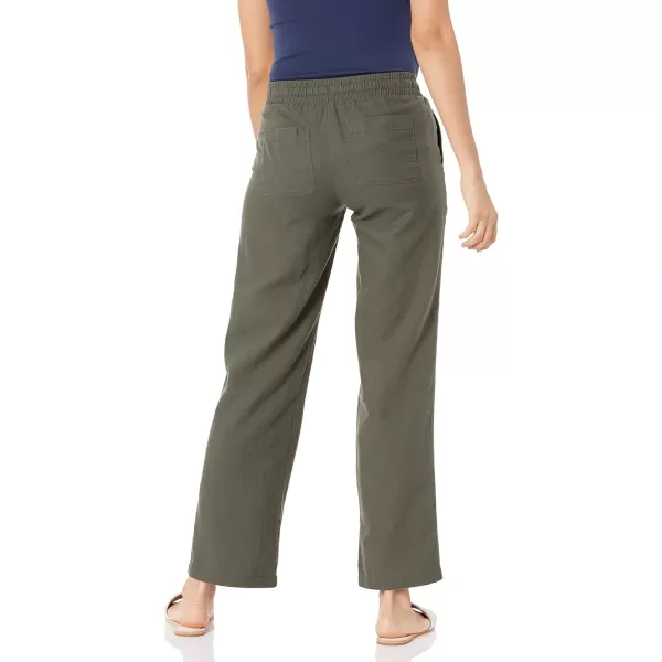 Amazon Essentials Womens Linen Blend Drawstring Wide Leg Pant Available in Plus SizeDark Olive