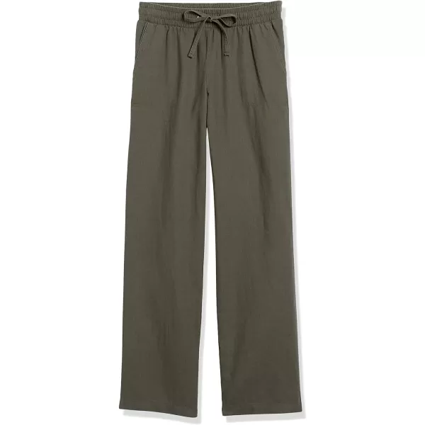 Amazon Essentials Womens Linen Blend Drawstring Wide Leg Pant Available in Plus SizeDark Olive