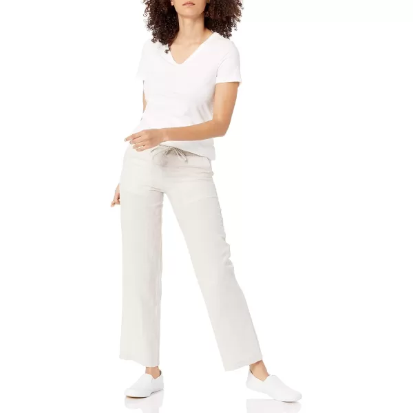 Amazon Essentials Womens Linen Blend Drawstring Wide Leg Pant Available in Plus SizeEcru