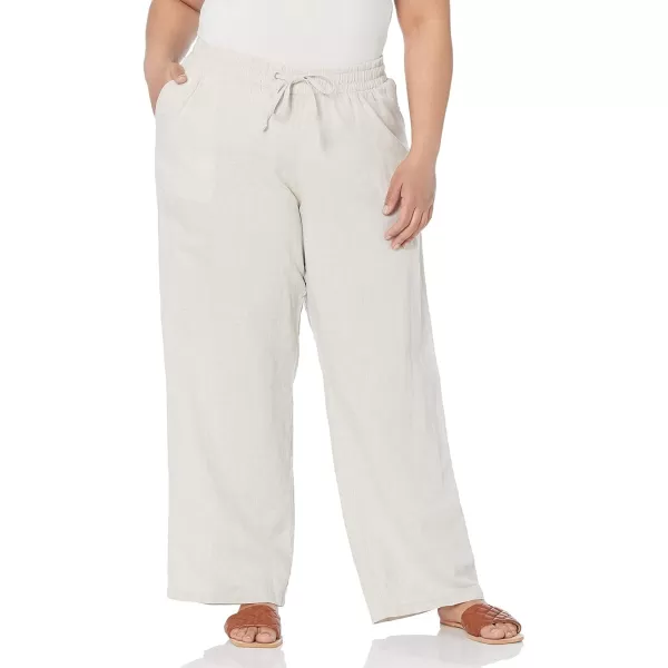 Amazon Essentials Womens Linen Blend Drawstring Wide Leg Pant Available in Plus SizeEcru