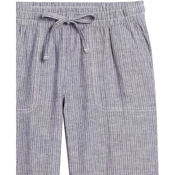 Amazon Essentials Womens Linen Blend Drawstring Wide Leg Pant Available in Plus SizeGrey Vertical Stripe