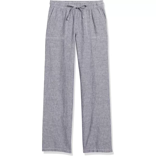 Amazon Essentials Womens Linen Blend Drawstring Wide Leg Pant Available in Plus SizeGrey Vertical Stripe