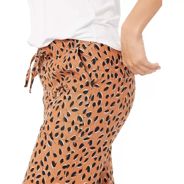 Amazon Essentials Womens Linen Blend Drawstring Wide Leg Pant Available in Plus SizeMelon Orange Petal Print