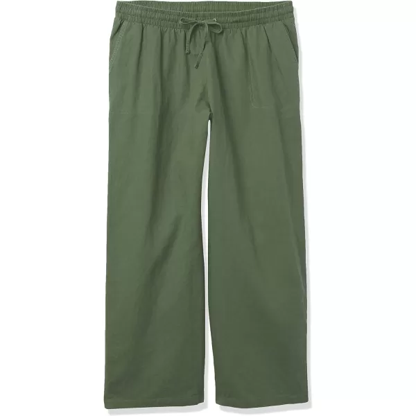 Amazon Essentials Womens Linen Blend Drawstring Wide Leg Pant Available in Plus SizeMilitary Green