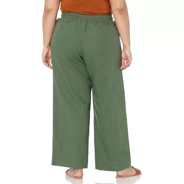 Amazon Essentials Womens Linen Blend Drawstring Wide Leg Pant Available in Plus SizeMilitary Green