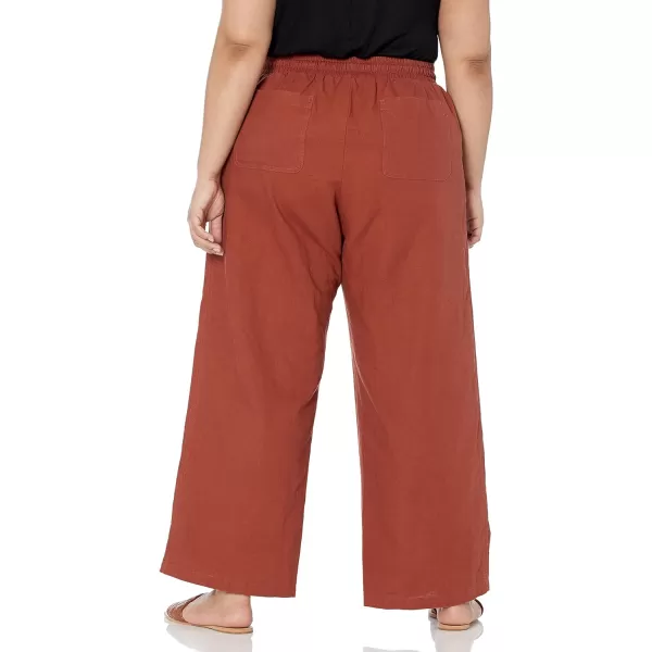 Amazon Essentials Womens Linen Blend Drawstring Wide Leg Pant Available in Plus SizeTerracotta