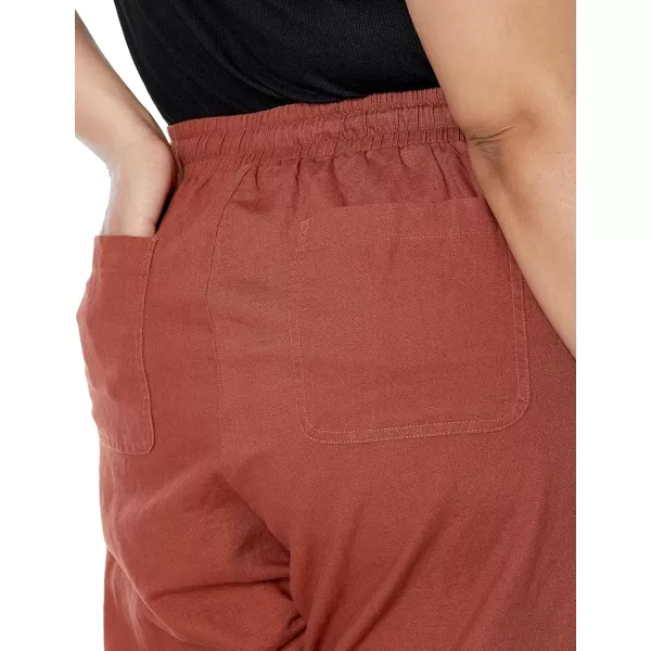 Amazon Essentials Womens Linen Blend Drawstring Wide Leg Pant Available in Plus SizeTerracotta