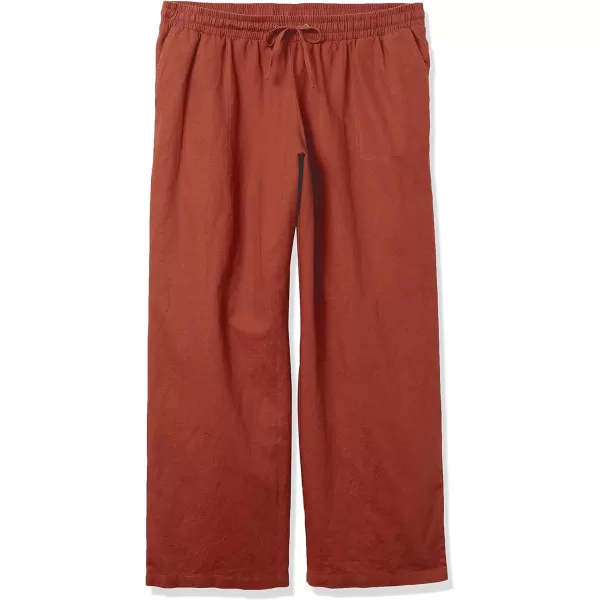 Amazon Essentials Womens Linen Blend Drawstring Wide Leg Pant Available in Plus SizeTerracotta