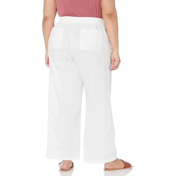 Amazon Essentials Womens Linen Blend Drawstring Wide Leg Pant Available in Plus SizeWhite