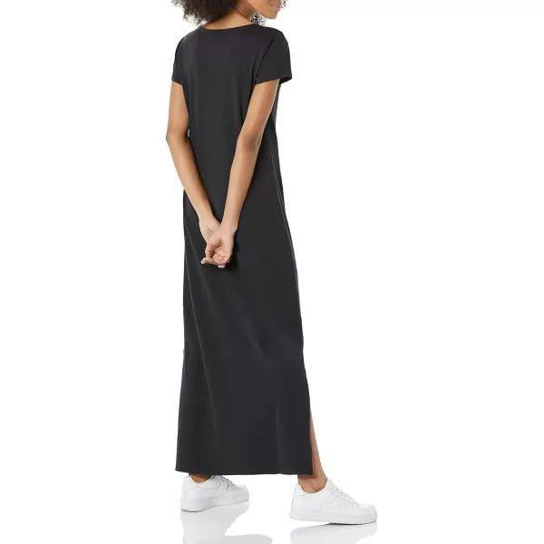 Amazon Essentials Womens Livedin Cotton RelaxedFit ShortSleeve Crewneck Maxi Dress Previously Daily RitualBlack