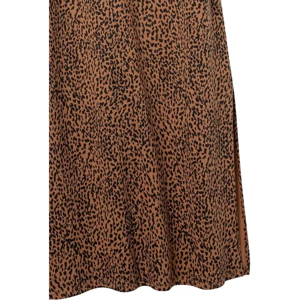 Amazon Essentials Womens Livedin Cotton RelaxedFit ShortSleeve Crewneck Maxi Dress Previously Daily RitualBlack Brown Animal Print