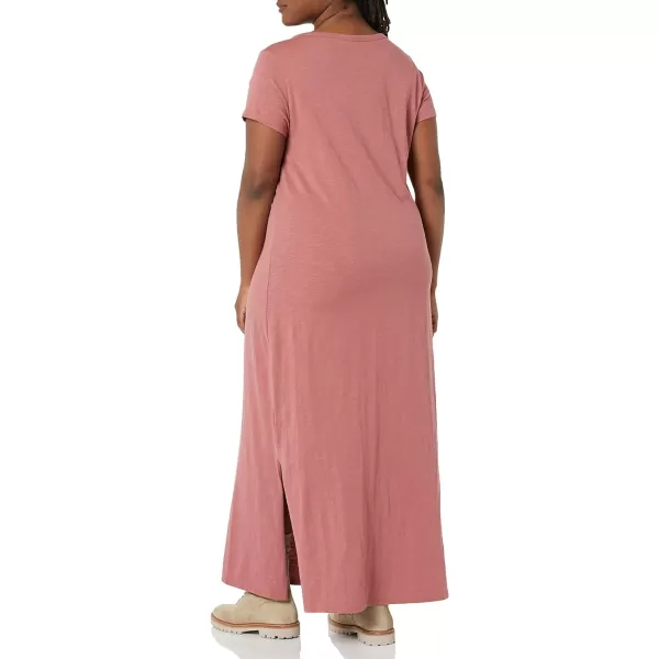 Amazon Essentials Womens Livedin Cotton RelaxedFit ShortSleeve Crewneck Maxi Dress Previously Daily RitualDusty Rose