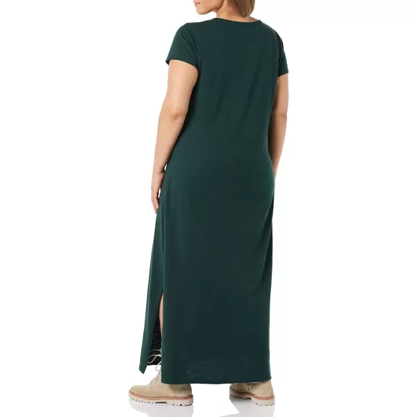 Amazon Essentials Womens Livedin Cotton RelaxedFit ShortSleeve Crewneck Maxi Dress Previously Daily RitualMoss Green