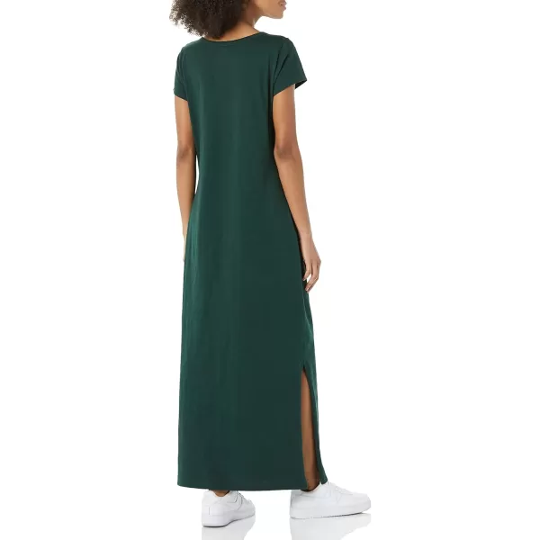 Amazon Essentials Womens Livedin Cotton RelaxedFit ShortSleeve Crewneck Maxi Dress Previously Daily RitualMoss Green