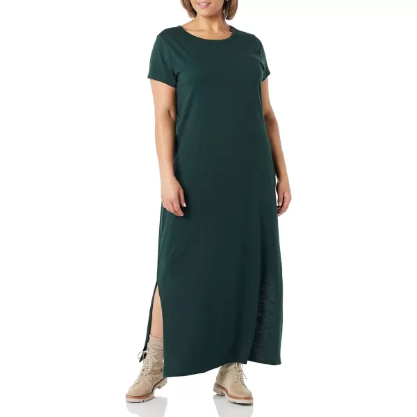 Amazon Essentials Womens Livedin Cotton RelaxedFit ShortSleeve Crewneck Maxi Dress Previously Daily RitualMoss Green