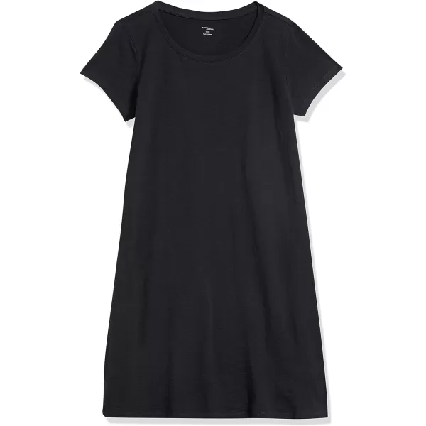 Amazon Essentials Womens Livedin Cotton RelaxedFit ShortSleeve Crewneck TShirt Dress Previously Daily RitualBlack