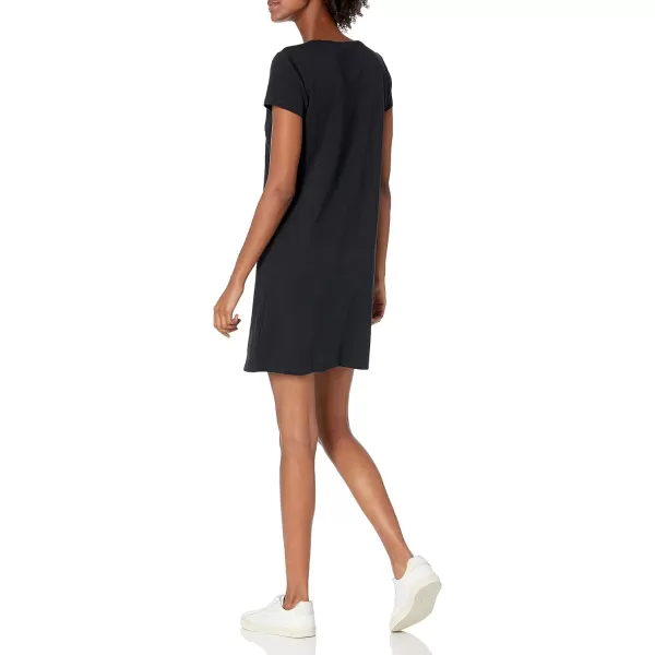 Amazon Essentials Womens Livedin Cotton RelaxedFit ShortSleeve Crewneck TShirt Dress Previously Daily RitualBlack