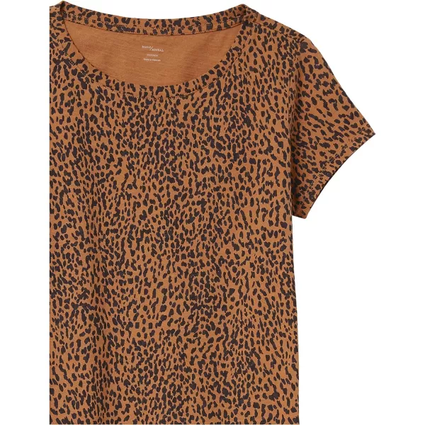 Amazon Essentials Womens Livedin Cotton RelaxedFit ShortSleeve Crewneck TShirt Dress Previously Daily RitualBlack Brown Animal Print