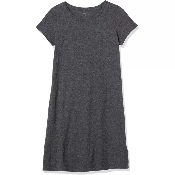 Amazon Essentials Womens Livedin Cotton RelaxedFit ShortSleeve Crewneck TShirt Dress Previously Daily RitualCharcoal Heather