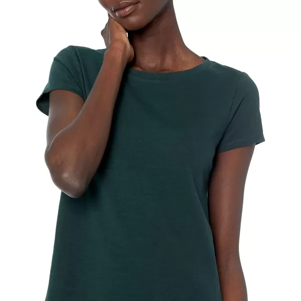 Amazon Essentials Womens Livedin Cotton RelaxedFit ShortSleeve Crewneck TShirt Dress Previously Daily RitualDeep Green