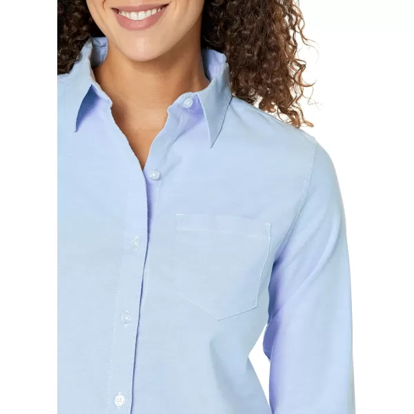 Amazon Essentials Womens Long Sleeve Button Down Stretch Oxford Shirt Available in Plus SizeBlue