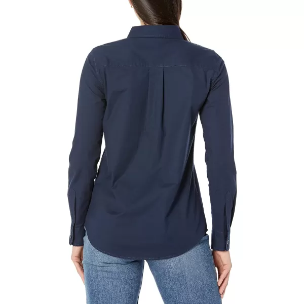 Amazon Essentials Womens Long Sleeve Button Down Stretch Oxford Shirt Available in Plus SizeNavy