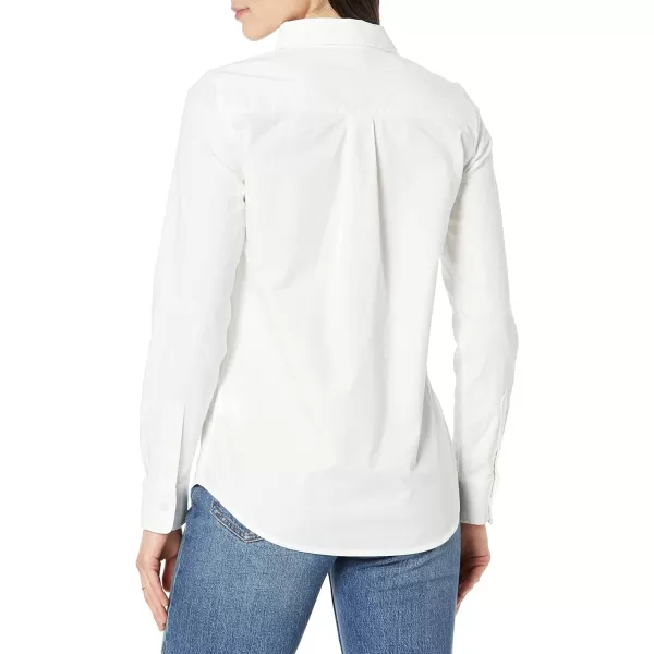 Amazon Essentials Womens Long Sleeve Button Down Stretch Oxford Shirt Available in Plus SizeWhite